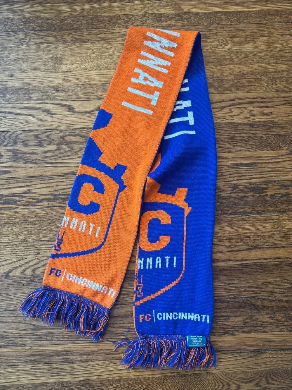 FC CINCINNATI SOCCER FAN Blue and Orange Scarf - Official Team Fan Scarf